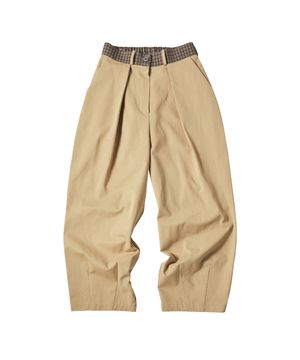 W CHECK CURVED PANTS [BEIGE]