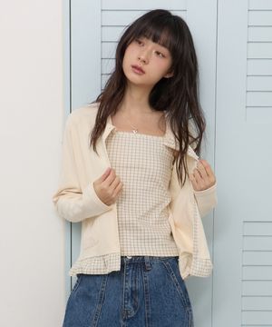 W CHECK SLEEVELESS [BEIGE]