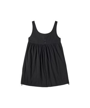 W SHIRRING MINI ONE-PIECE [BLACK]