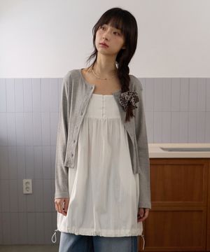 W SHIRRING MINI ONE-PIECE [IVORY]