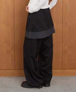 W CHECK SKIRT PANTS [BLACK]