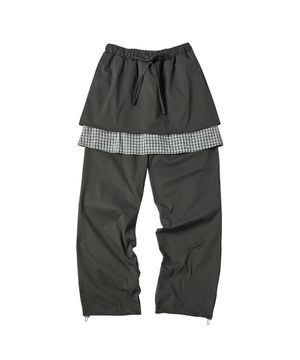 W CHECK SKIRT PANTS [DEEP GRAY]