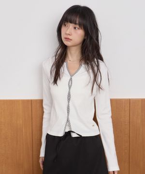 W CHECK GOLGI T-SHIRT [IVORY]