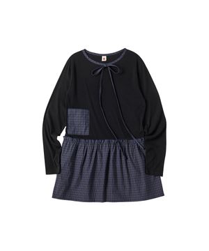 W CHECK POCKET ONE PIECE [BLACK]