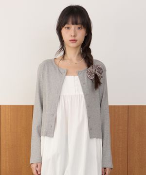 W MINI FLOWER CARDIGAN [GRAY]