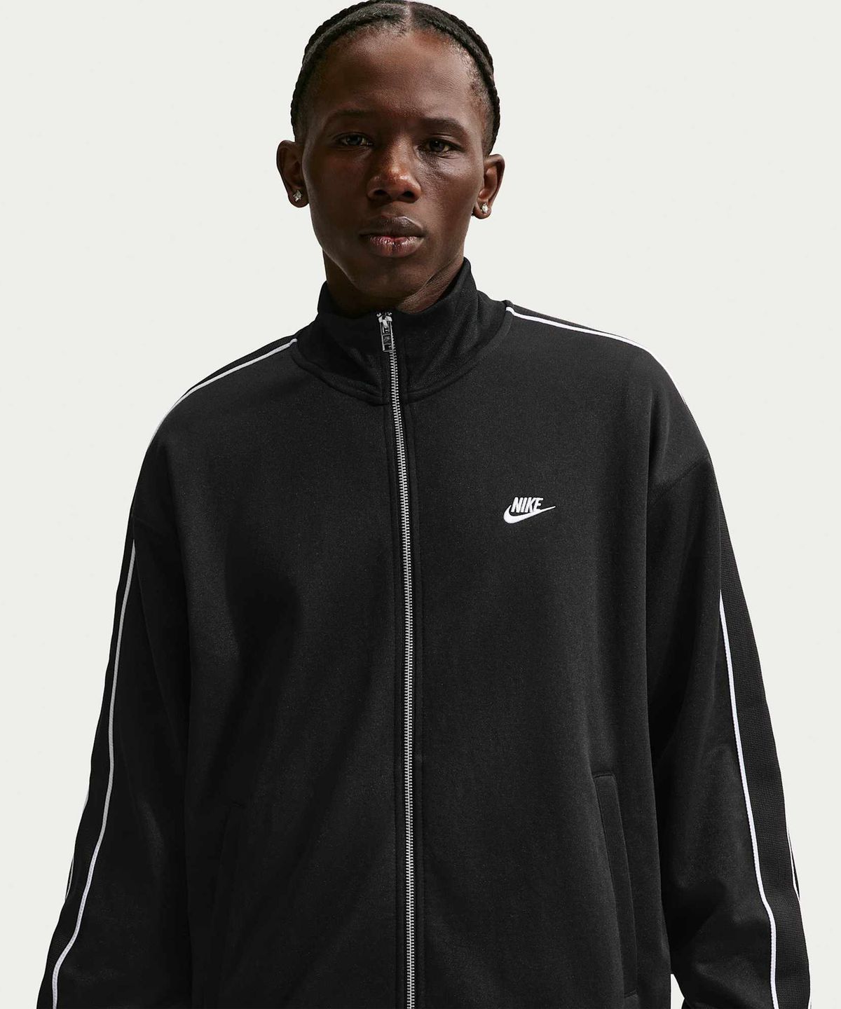 나이키(NIKE) 스포츠웨어 클럽 오버사이즈 니트 트랙 재킷 M - 블랙:화이트:블랙:화이트 / HV1418-010
