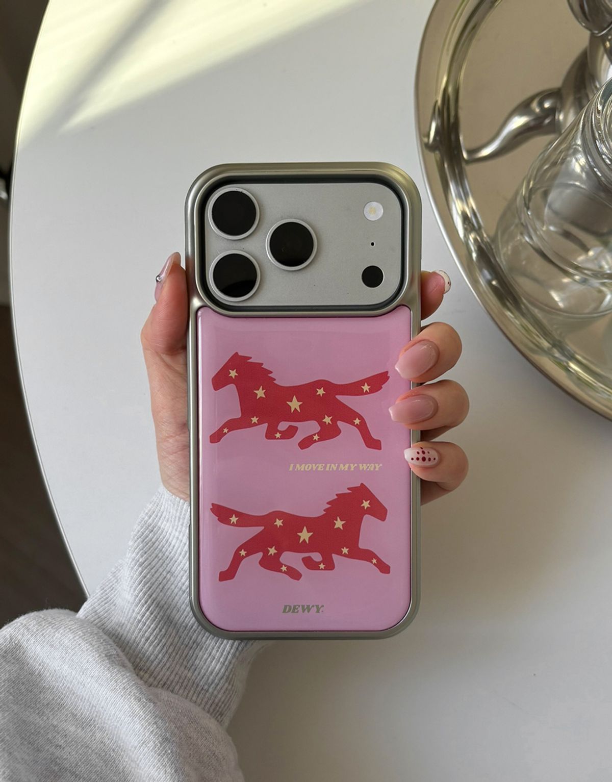 듀이(DEWY) [+맥세이프] Fire Horse Pink 붉은말 포니 핑크 범퍼 케이스 (블랙/실버) 아이폰 갤럭시