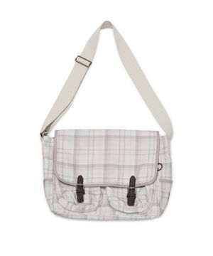 빈티지 체크 메신저 백 (핑크 그레이)