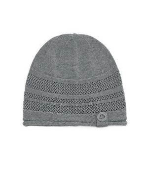 버튼 스카시 니트 비니 (그레이)