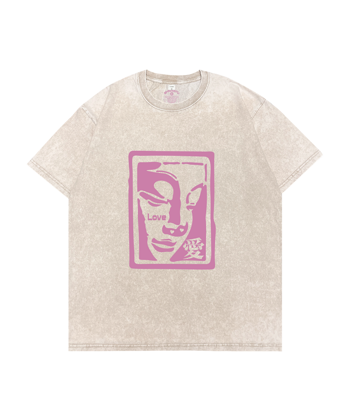 바반투(BHAVANTU) LOVE (愛) Buddha Face Pigment T-Shirt