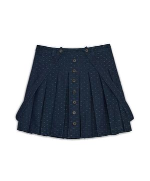 스트랩 버튼 플리츠 스커트 (네이비)