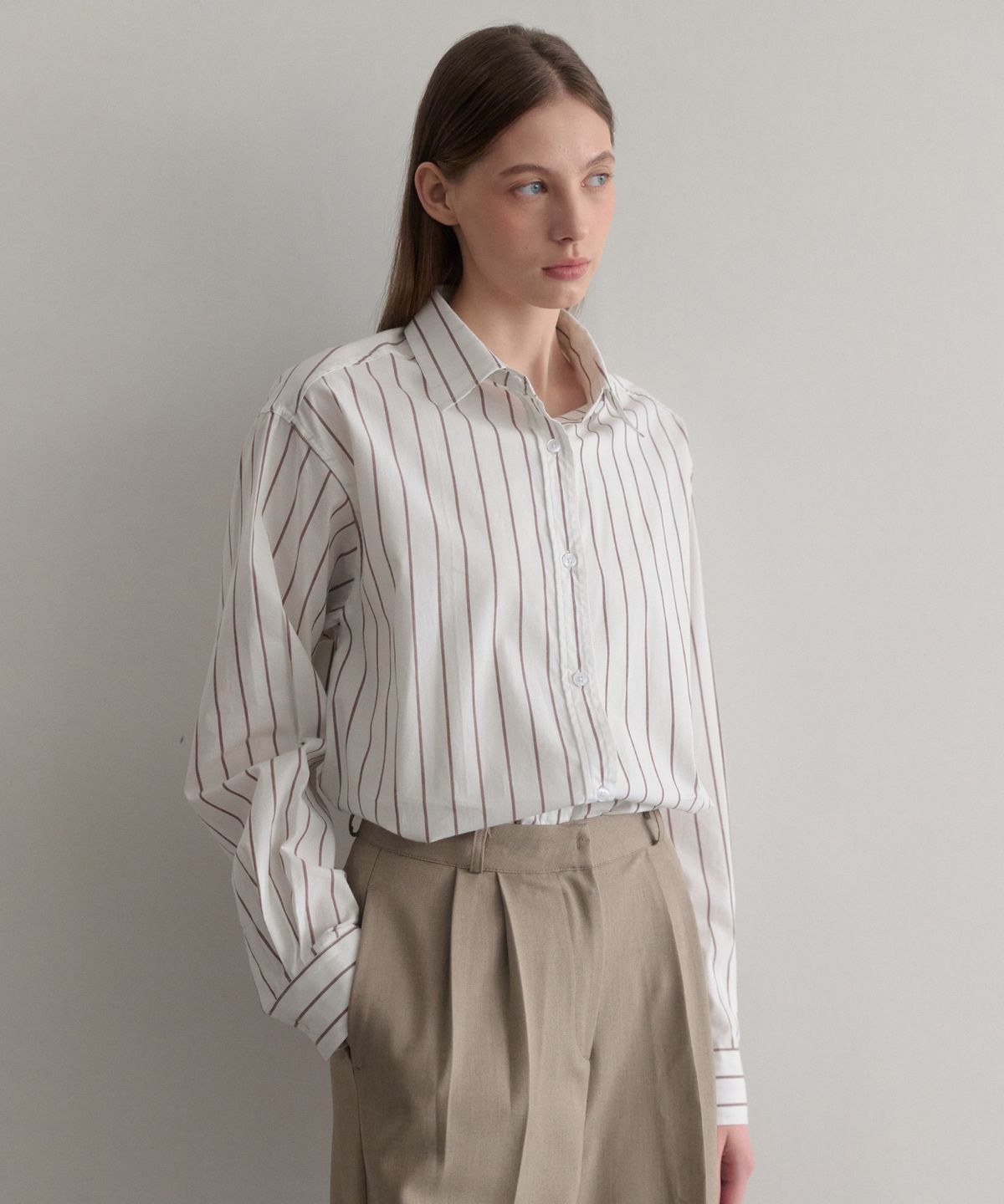 르나브(LENAV) Les stripe Shirts (브라운)