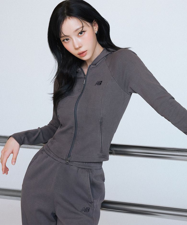 NBMDG2W322 / WOMEN 소프트프레쉬골지 후드 투웨이 집업 (DARK GRAY)