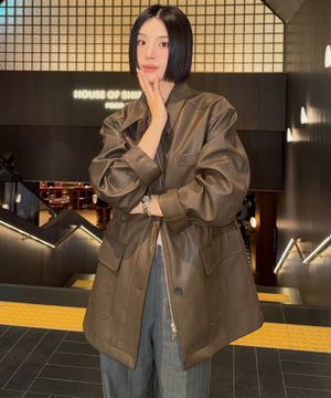 싱글 레더 하프 자켓 [BROWN]