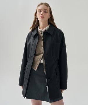 싱글 레더 하프 자켓 [BLACK]