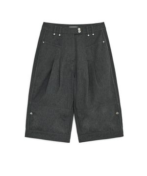 벌룬 핀턱 카프리 팬츠 (차콜)