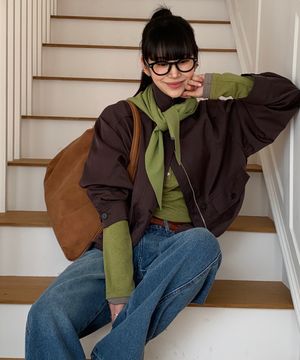 모브 벌룬 실루엣 블루종 [FUDGE BROWN]