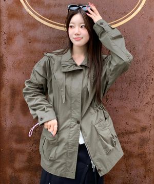 쿠쉬 포켓 집업 하프 점퍼 [KHAKI]