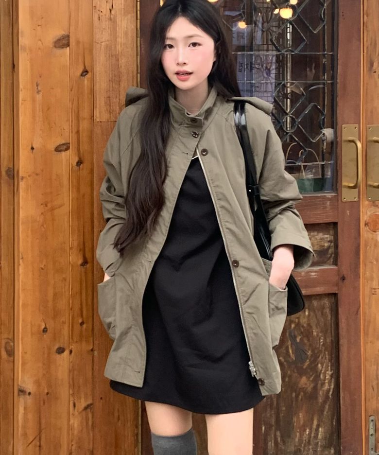 쿠쉬 포켓 집업 하프 점퍼 [KHAKI]