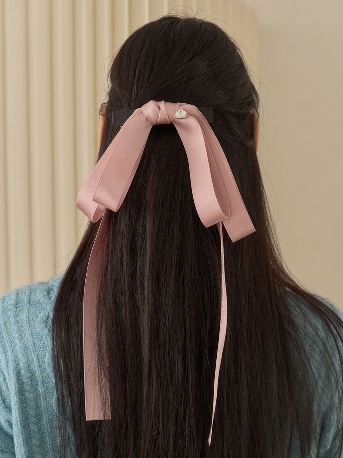 쏘리, 투 머치 러브(SORRY, TOO MUCH LOVE) Long Tail Ribbon Hair Barrette_Pink