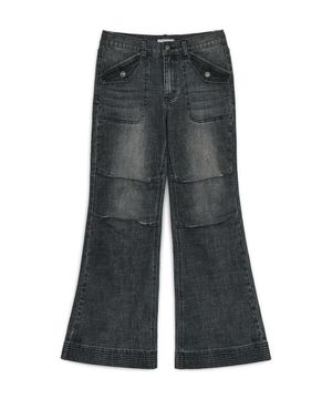 세미 부츠컷 데님 팬츠 (블랙 데님)