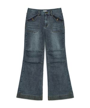 세미 부츠컷 데님 팬츠 (블루 데님)