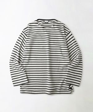 STRIPE BOAT NECK LONG SLEEVE TEE_IVORY/NAVY