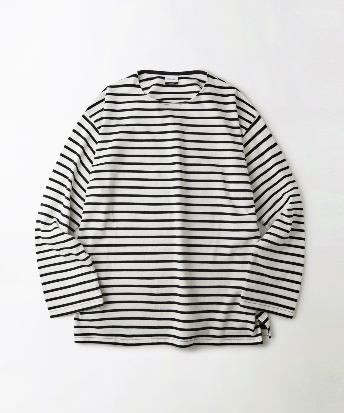 아웃스탠딩(OUTSTANDING) STRIPE BOAT NECK LONG SLEEVE TEE_IVORY/NAVY