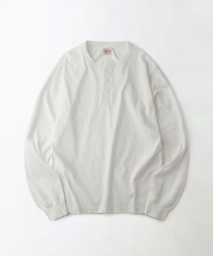[아키즈 PICK] VINTAGE HENLEY NECK LONG SLEEVE TEE_OFF WHITE