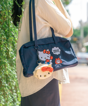 나일론 보울러 백 임브로이더드 헬로키티 폰