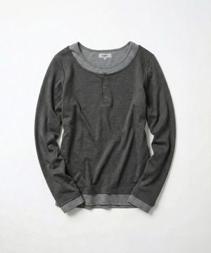 헨리넥 레이어드 긴소매 티셔츠 차콜