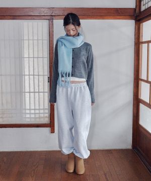 꽃 아플리케 벌룬 조거 팬츠 라이트그레이