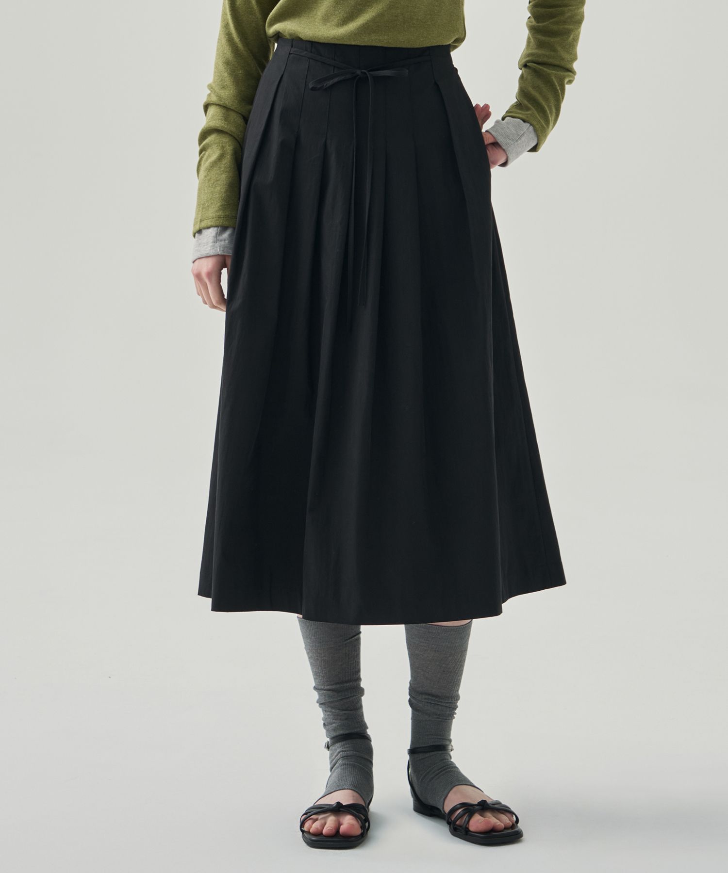 フレアスカート 黒い ロング スカート 公式 DRAWFIT WOMEN エラ