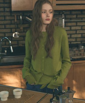 컴포트 라운드 니트 가디건 (커치프 세트) [MOSS GREEN]