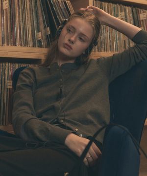 컴포트 라운드 니트 가디건 (커치프 세트) [M.GREY]