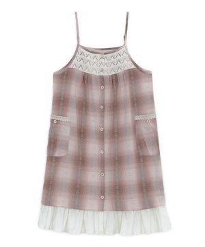 모리 버튼 레이어드 드레스 (핑크)