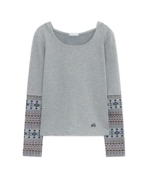 니트 패널 슬리브 후디 (그레이)