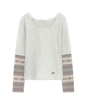 니트 패널 슬리브 후디 (오트밀)