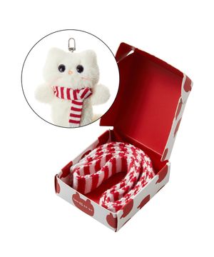 샹뇽이 키링 스트라이프 머플러 WHITE_RED