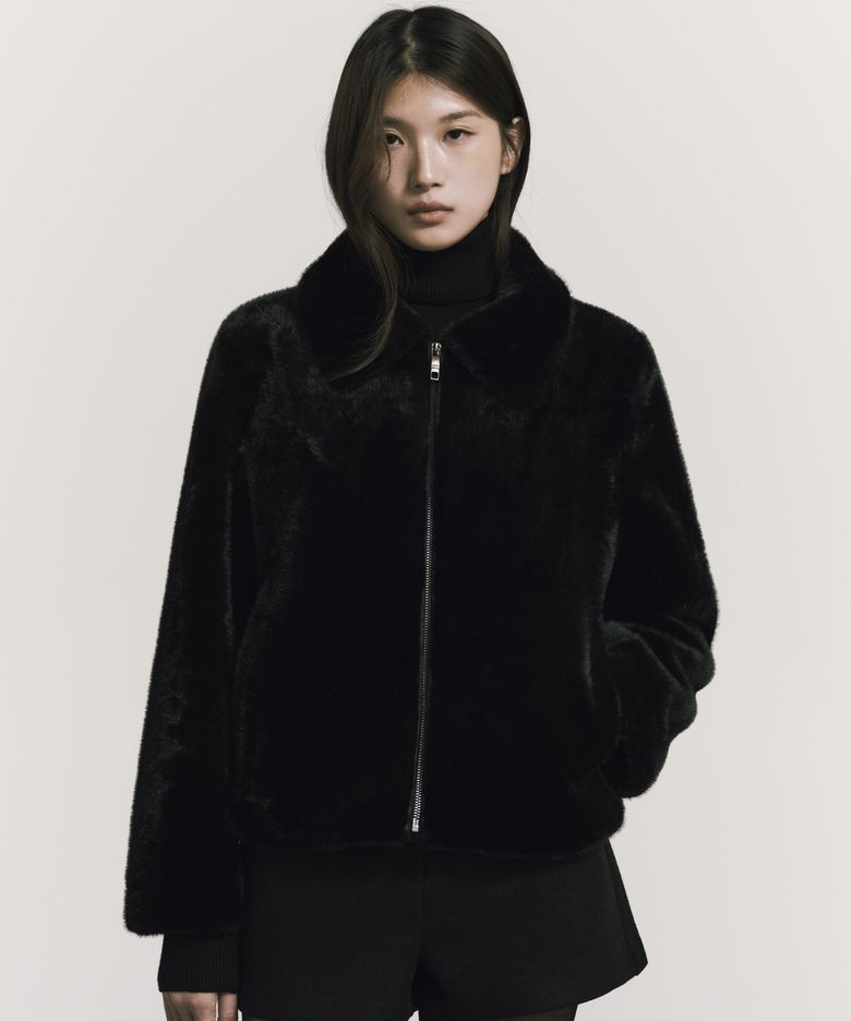 PREMIUM SOFT GLOW FUR JACKET_BLACK