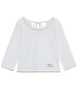 백 리본 카프리 슬리브 티 (화이트)