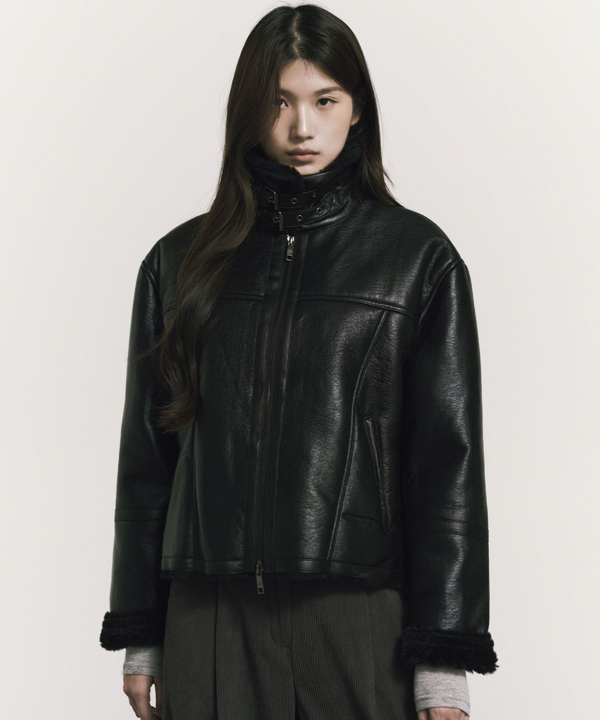 닉앤니콜(NICK&NICOLE) VINTAGE LEATHER FUR MUSTANG_BLACK