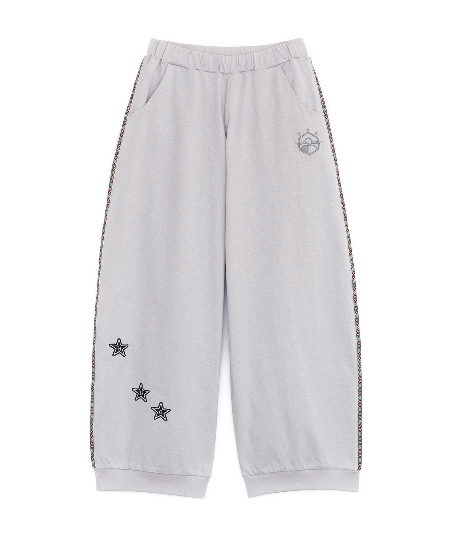 MUSINSA | HUG YOUR SKIN Ethnic Line Track Pants (Gray)