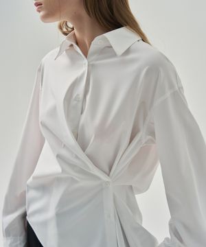 링클프리 사이드 버튼 랩 셔츠 [WHITE]