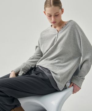 마그넷 버튼 와플 티셔츠 [M.GREY]