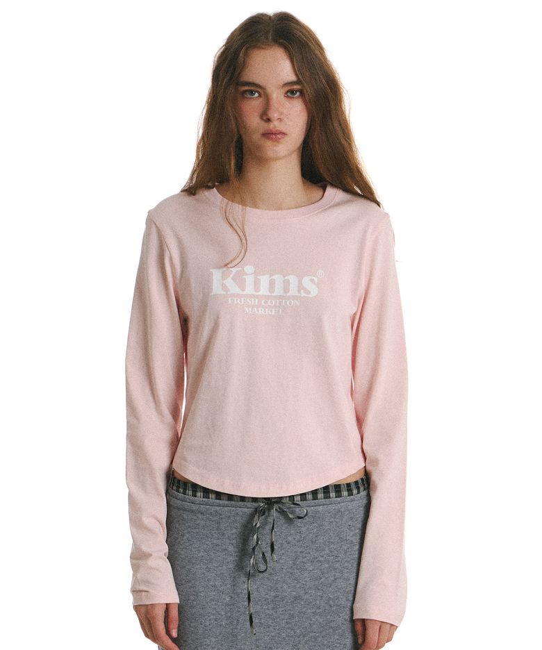 Kims Bam Logo LS Tee Pink