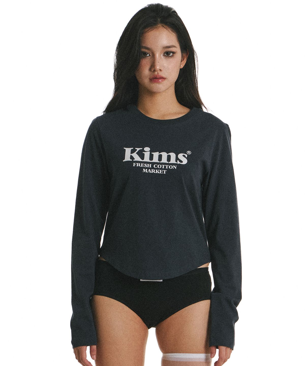 킴스 프레시 코튼 마켓(KIMS FRESH COTTON MARKET) Kims Bam Logo LS Tee Navy