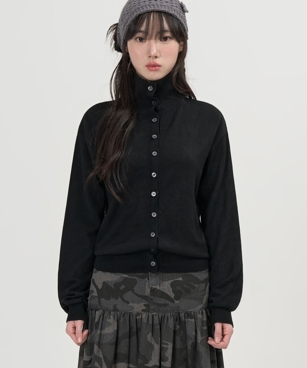 토피 우먼(TOFFEE WOMEN) W 소프트 하이넥 가디건 (BLACK)