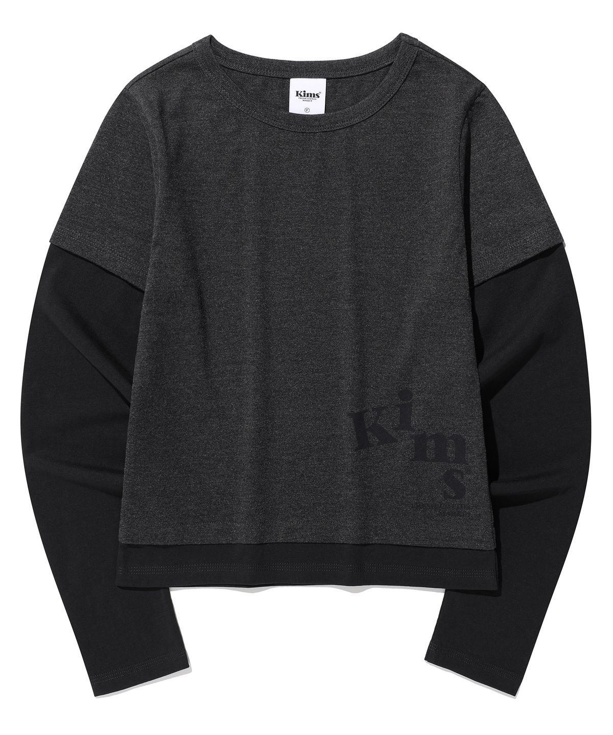 킴스 프레시 코튼 마켓(KIMS FRESH COTTON MARKET) Below Messy Layered LS Tee Charcoal