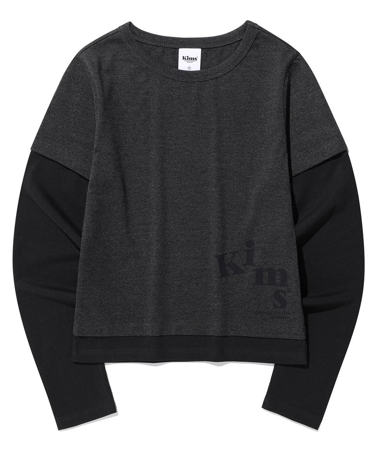 Below Messy Layered LS Tee Charcoal